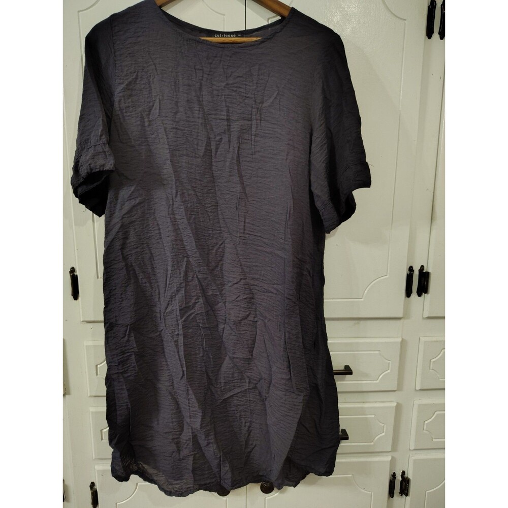 Cut Loose Blue  Tunic Dress Small A-Line Pockets Lagenlook Textured